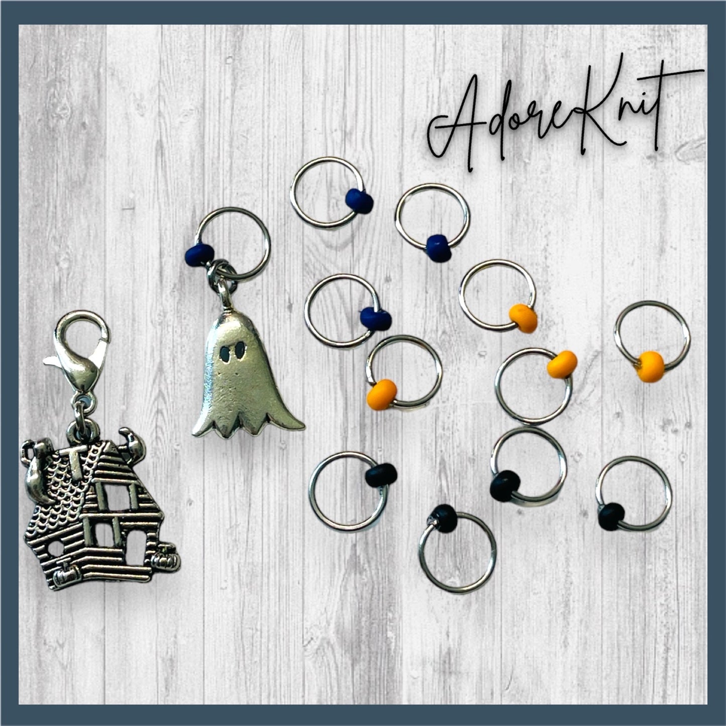 Ghostly Haunted House Progress and Stitch Markers - AdoreKnit