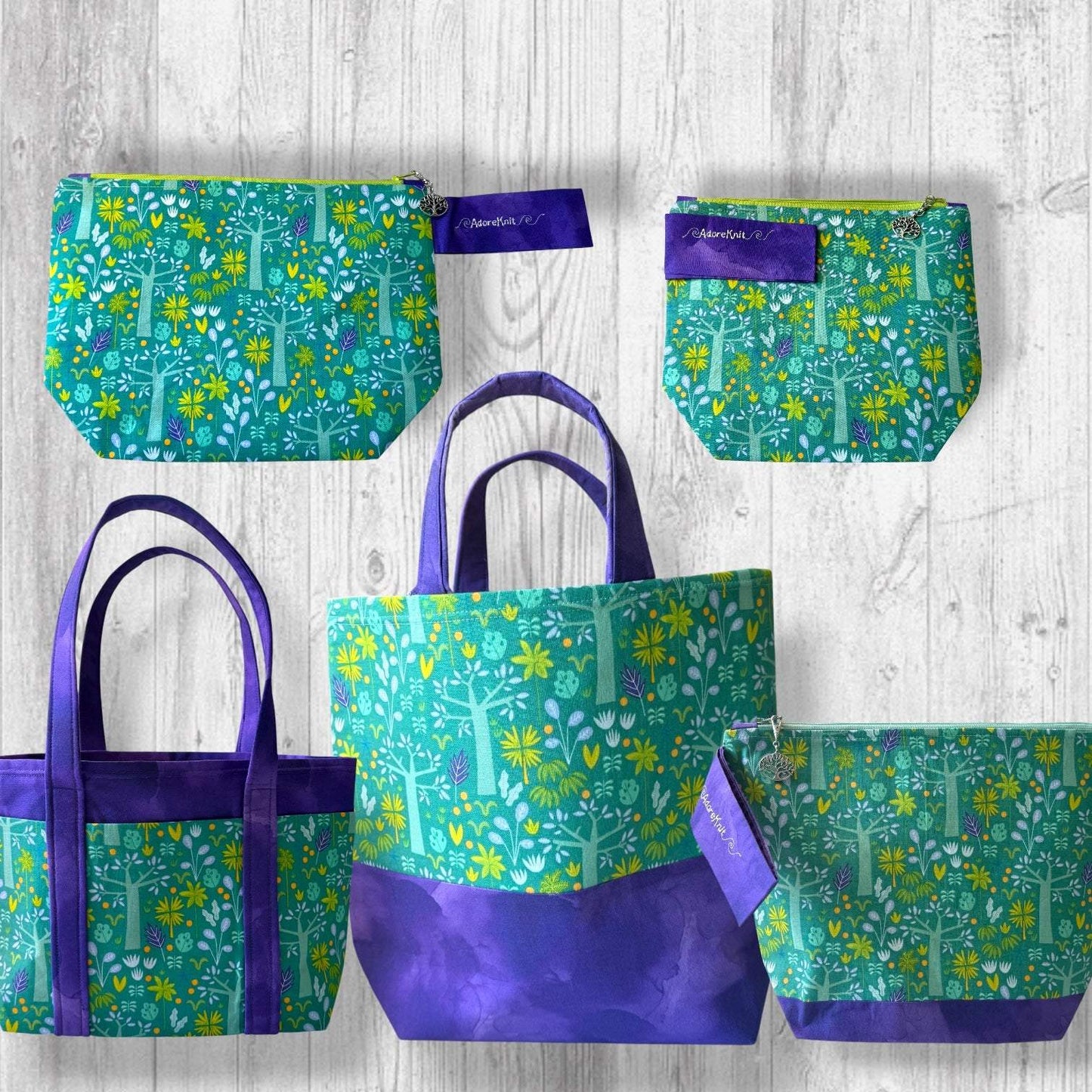 Nothing Suspicious in These Woods Project Bag | Butterfly and Forest Knitting Bag
