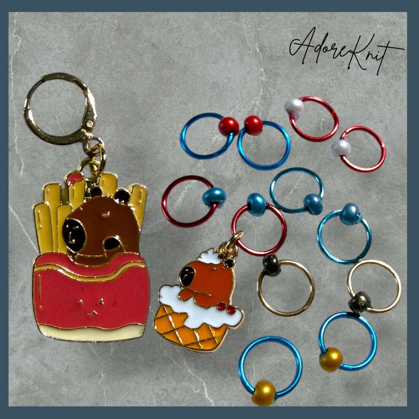 Sun Soaked Capybaras | Picnic with the Capys Progress & Stitch Marker Set