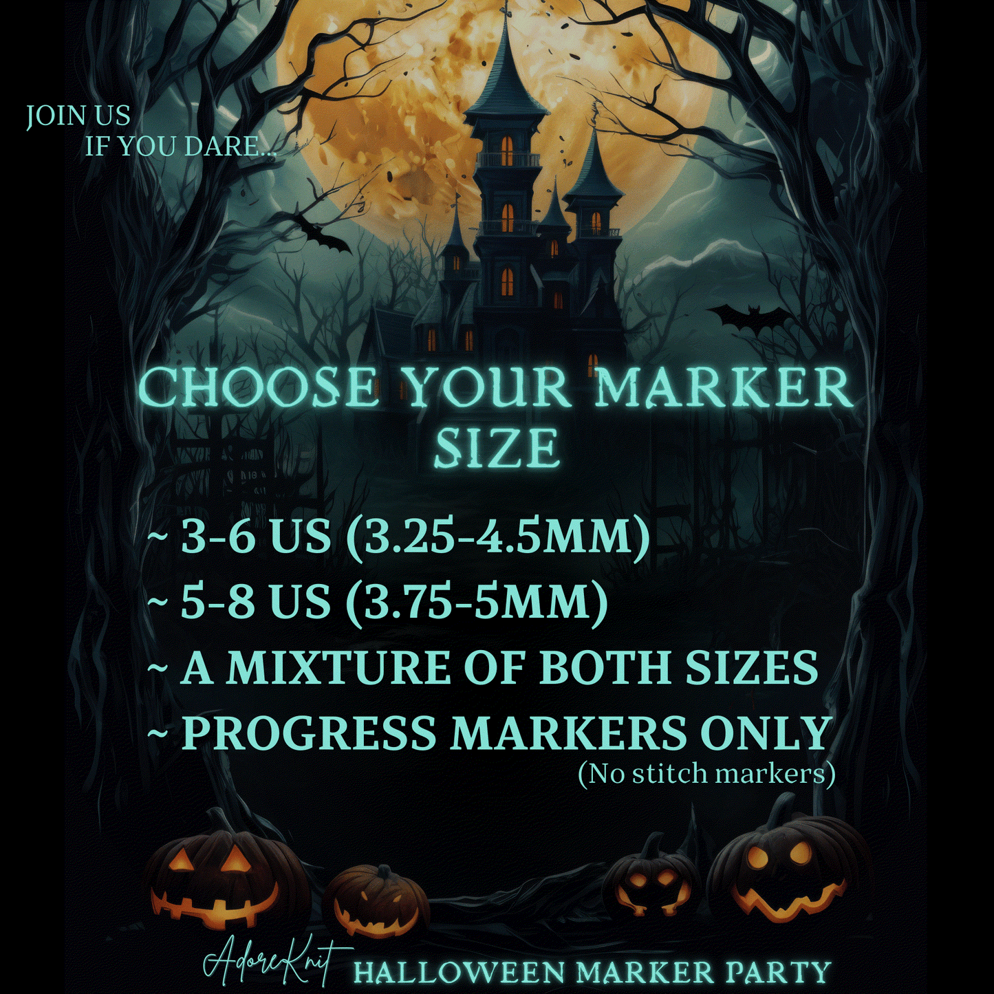 2025 Halloween Marker Party, 13 Days of Stitch & Progress Marker Club, Yarn, Project Bags