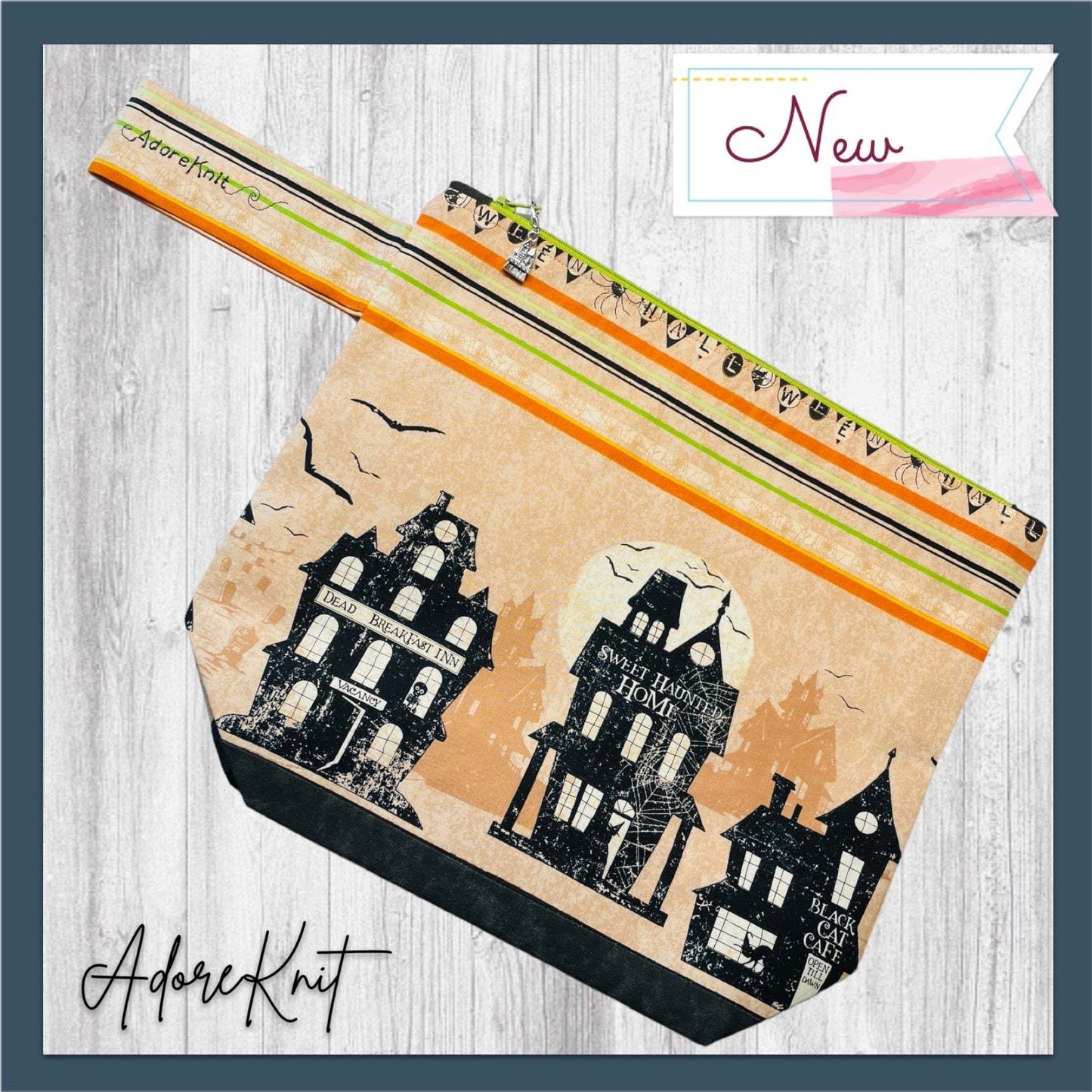 Sweet Haunted Home Halloween Project Bag - AdoreKnit