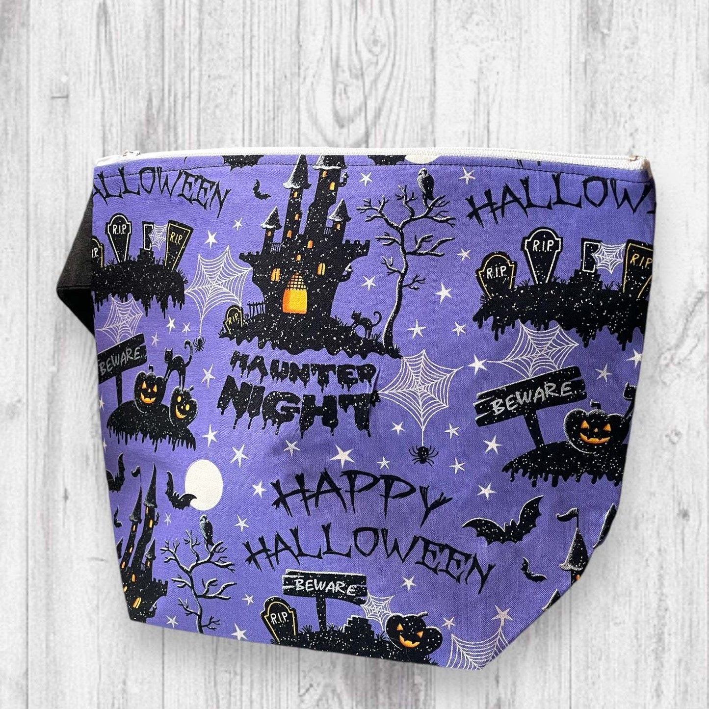 Beware! Happy Halloween Purple Project Bag