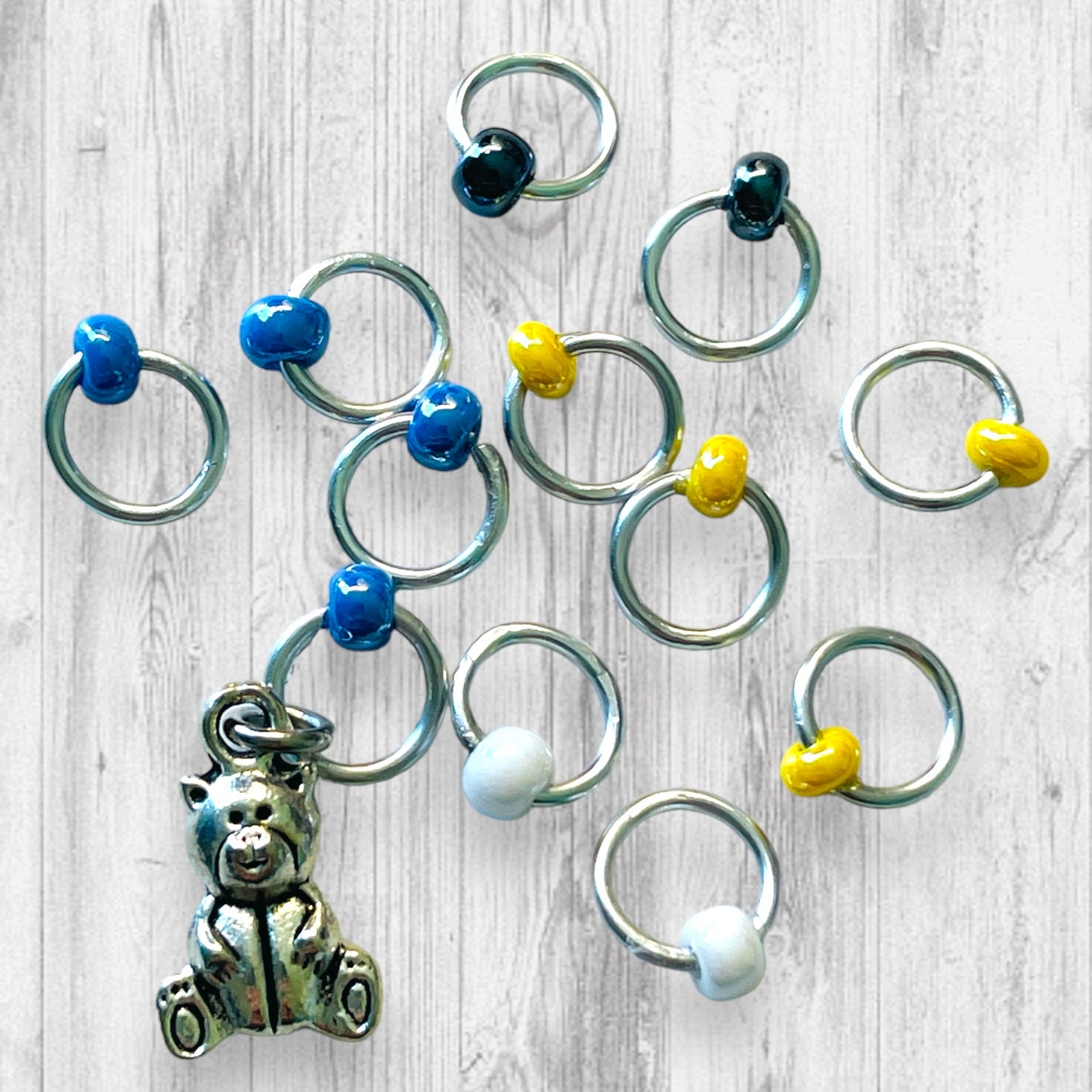 Teddy Bear Minion Progress and Stitch Markers