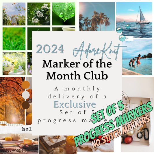 2024 Marker of the Month Club, a monthly surprise set of five progress markers - AdoreKnit