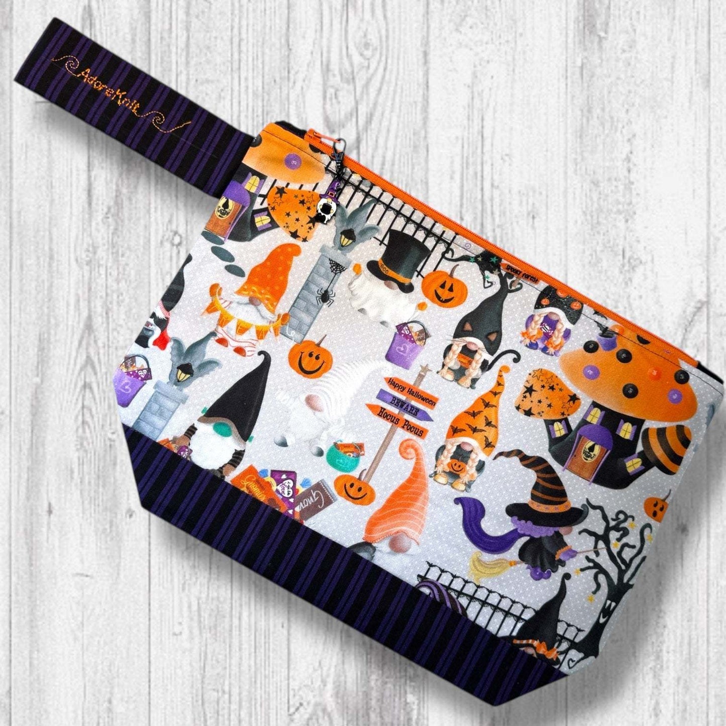 Pumpkin Paths & Pointy Caps Project Bag stripes