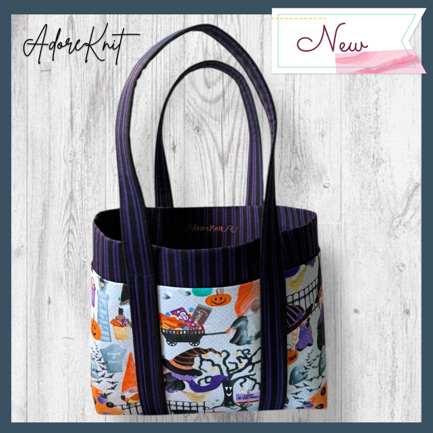 Pumpkin Paths & Pointy Caps Project Bag stripes