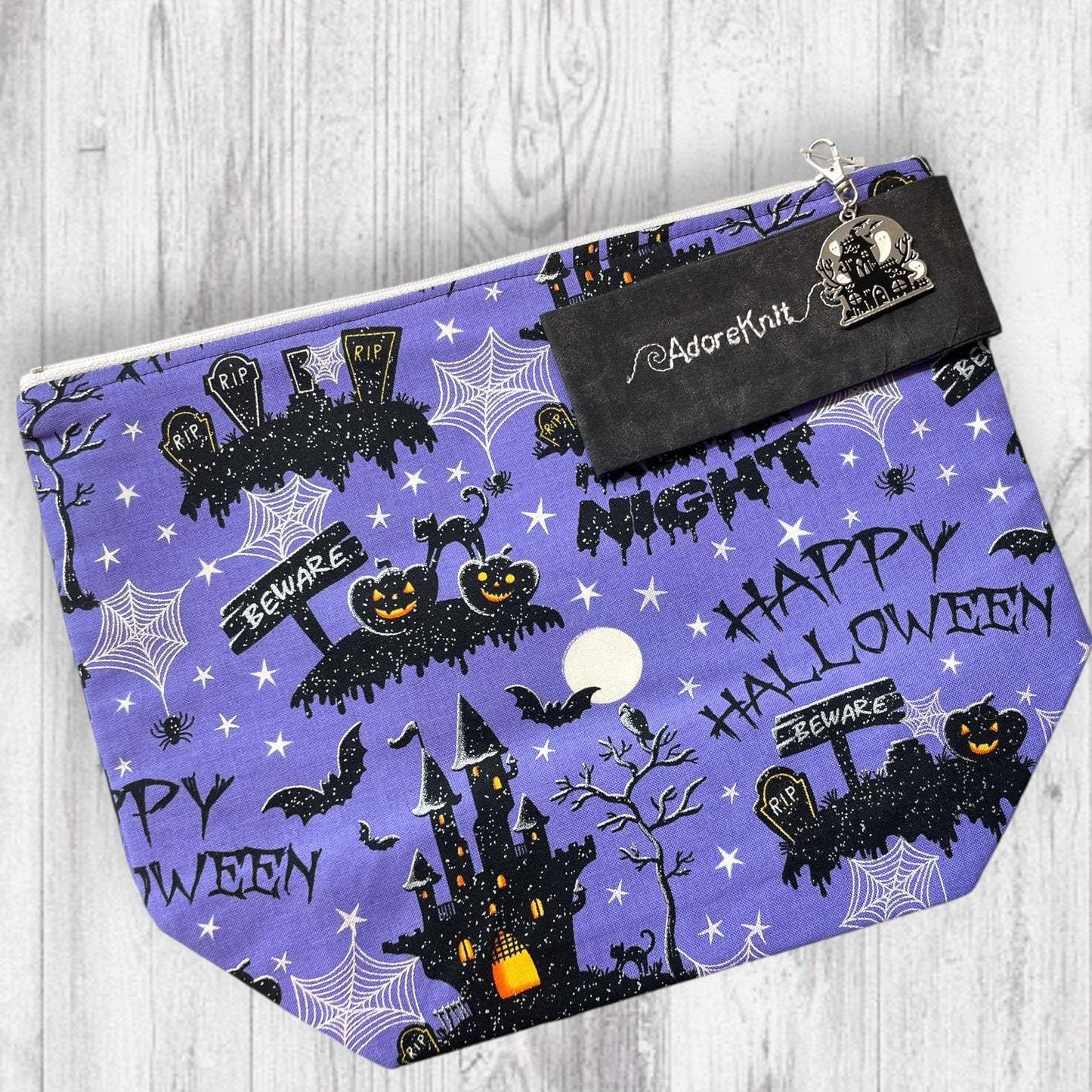 Beware! Happy Halloween Purple Project Bag