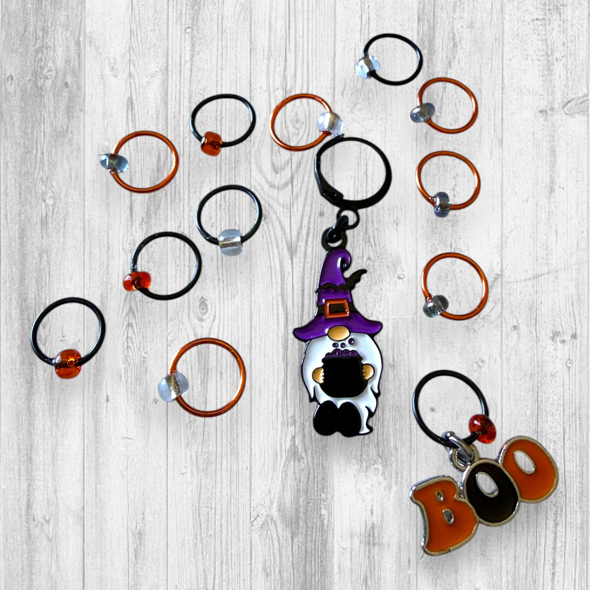 Boo, Gnomebody’s Home Progress and Stitch Marker Set