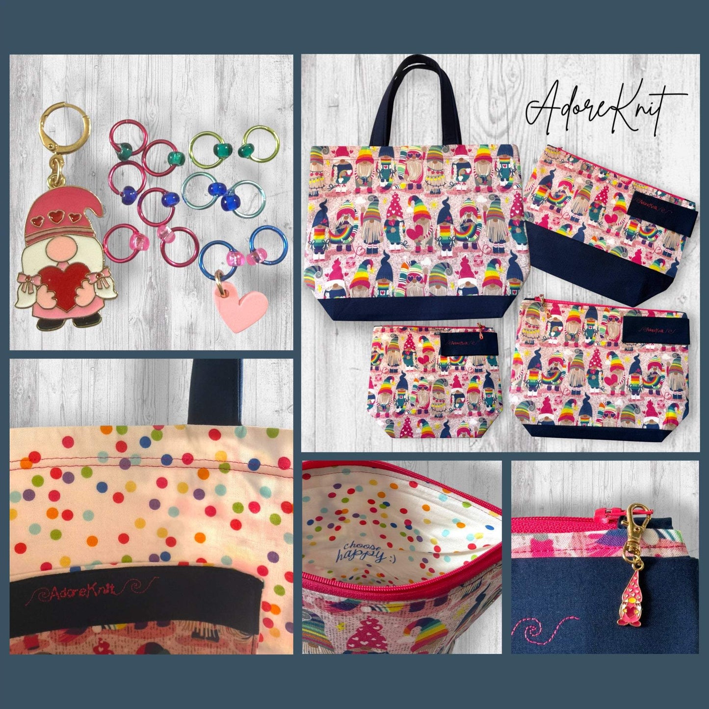 Choose Happy Gnomes Project Bag