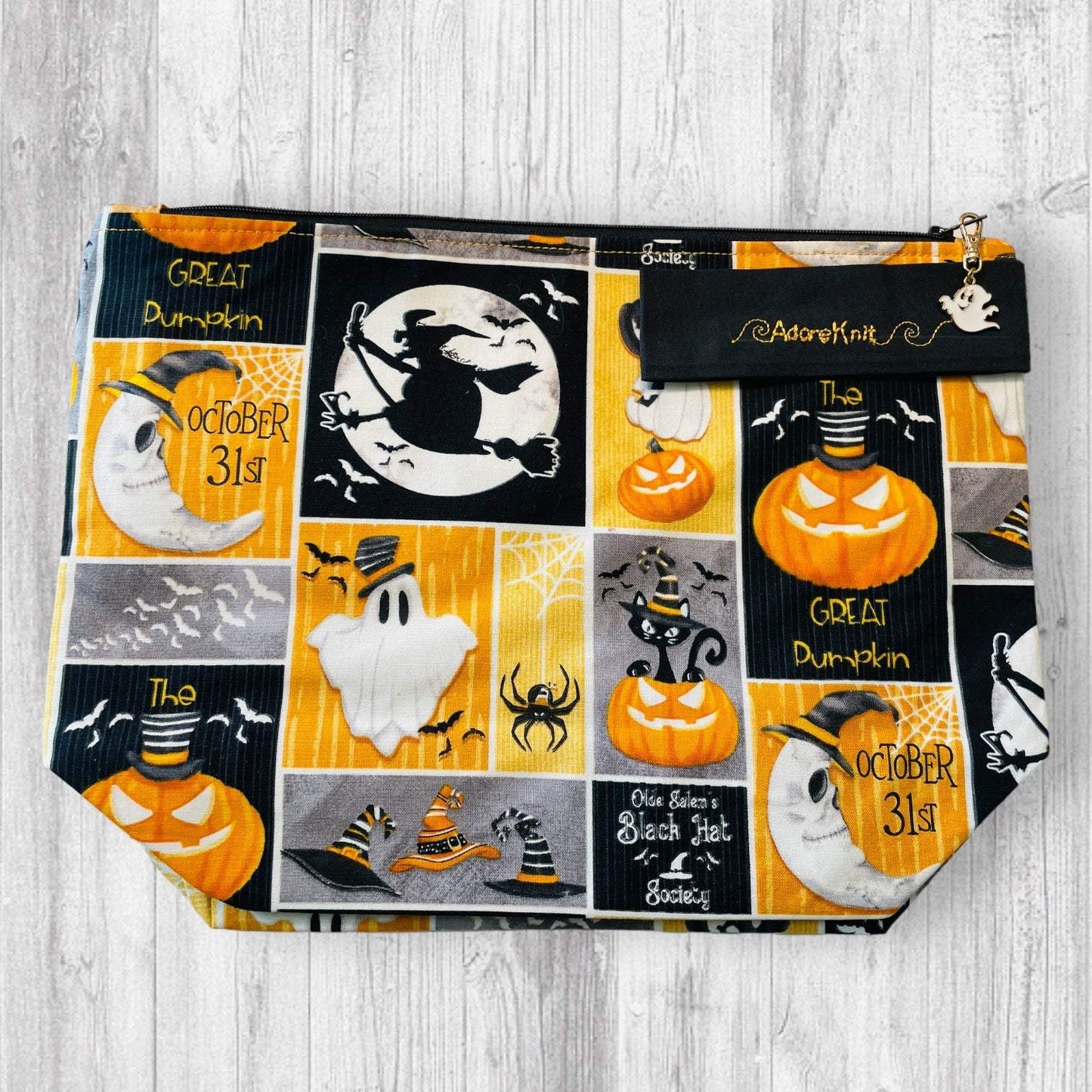 The The Usual Spookspects Wanted for Witchcraft Halloween Knitting Project Bag | AdoreKnit