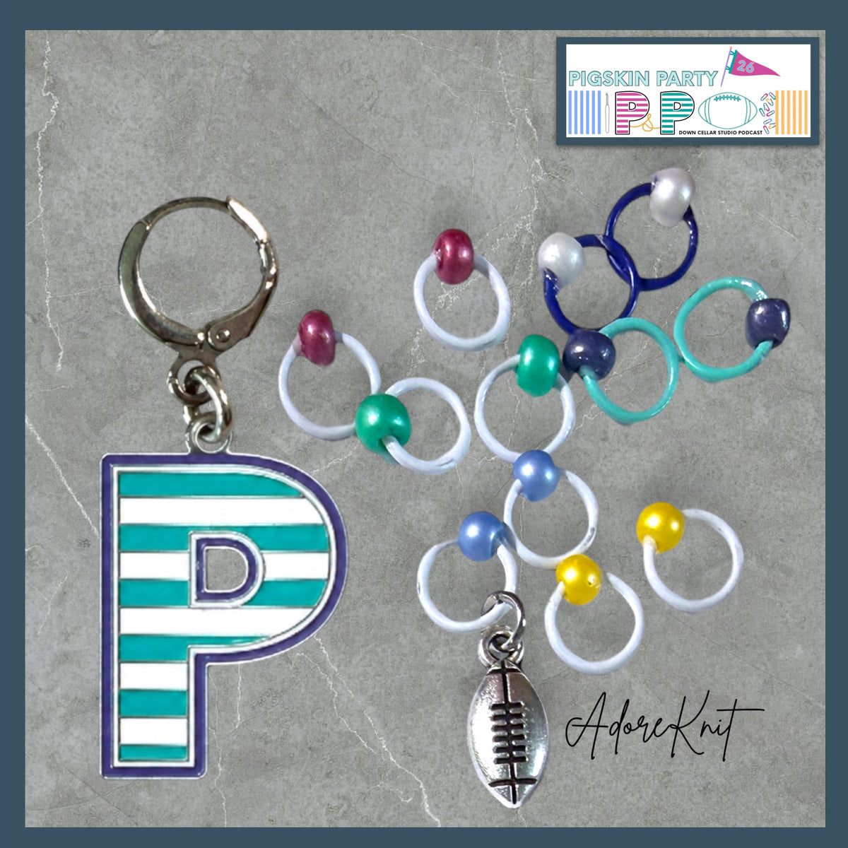 2026 Exclusive Pigskin Party Progress Marker and Stitch Markers