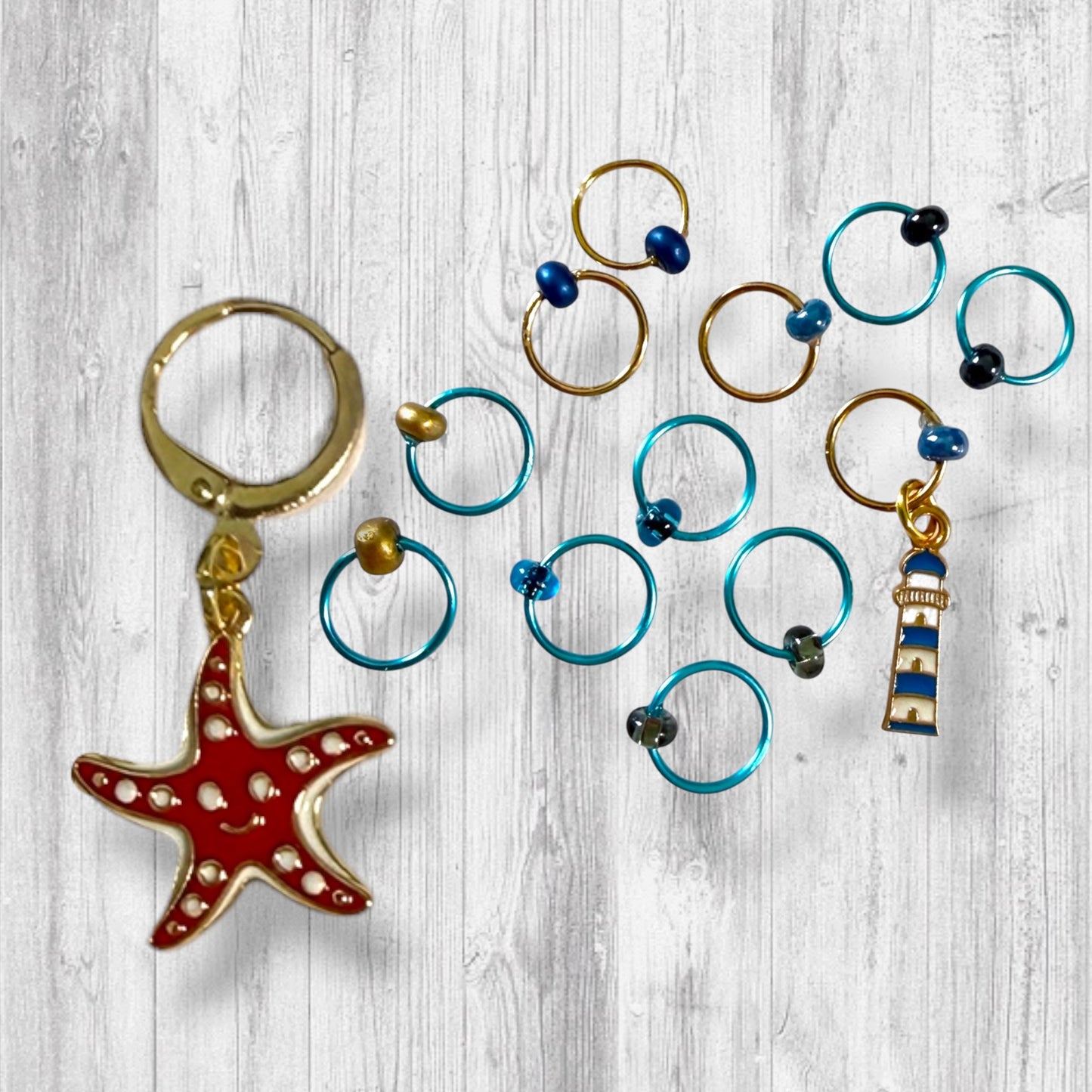 Sea Breeze Progress & Stitch Markers | Coastal Cast Ons Knitting Markers
