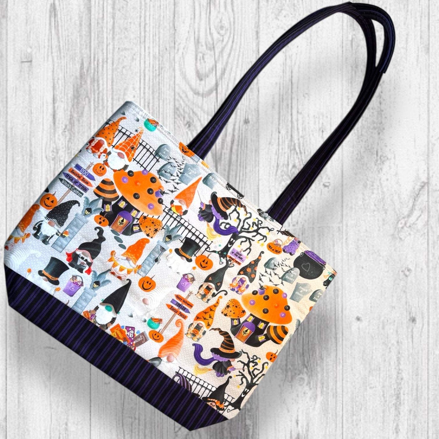Pumpkin Paths & Pointy Caps Project Bag stripes