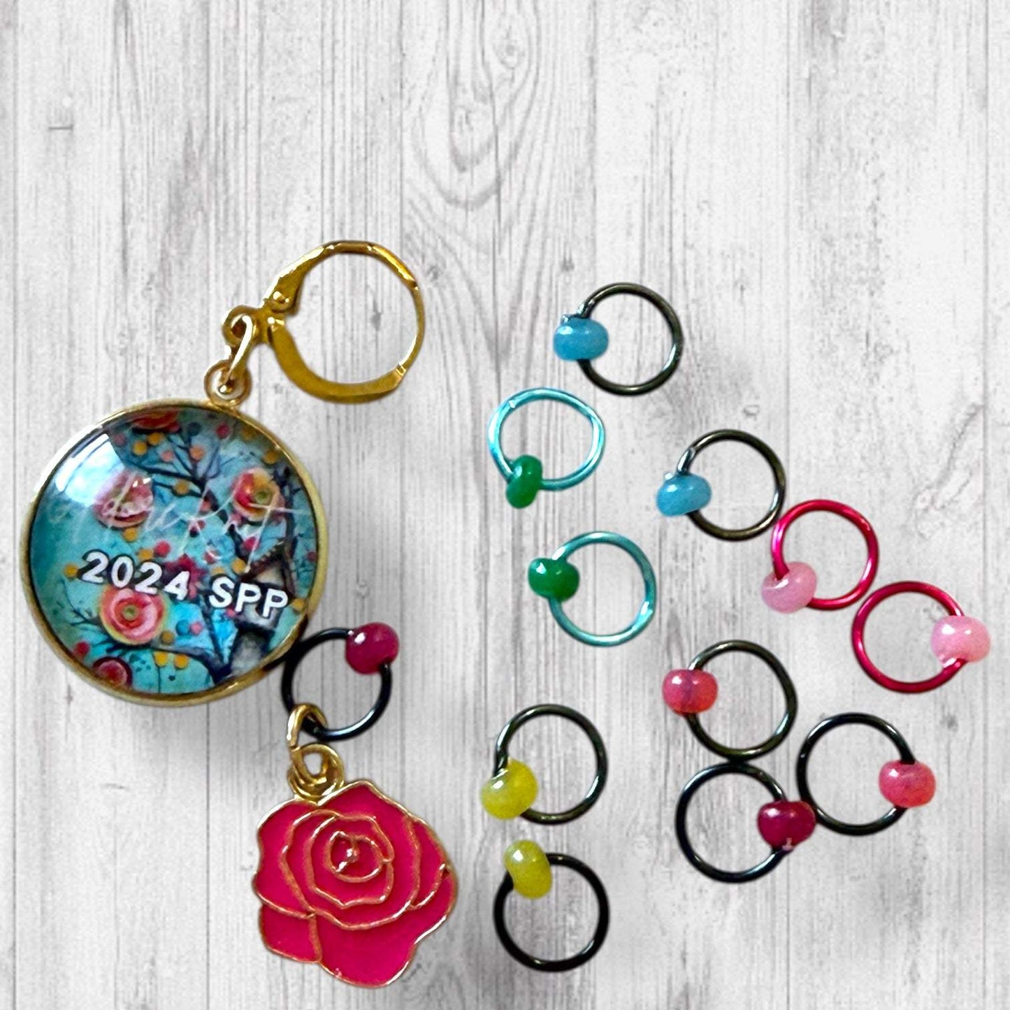 2025 Exclusive Splash Pad Party Cottage Blooms Collection Progress and Stitch Marker Set