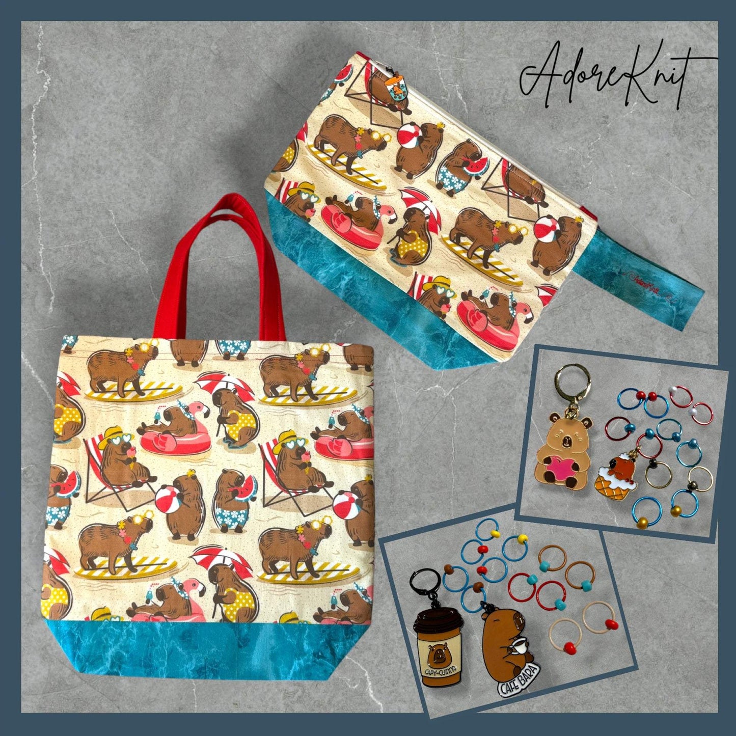Sun Soaked Capybaras Project Bag | Summer Stitch Knitting Yarn Bag
