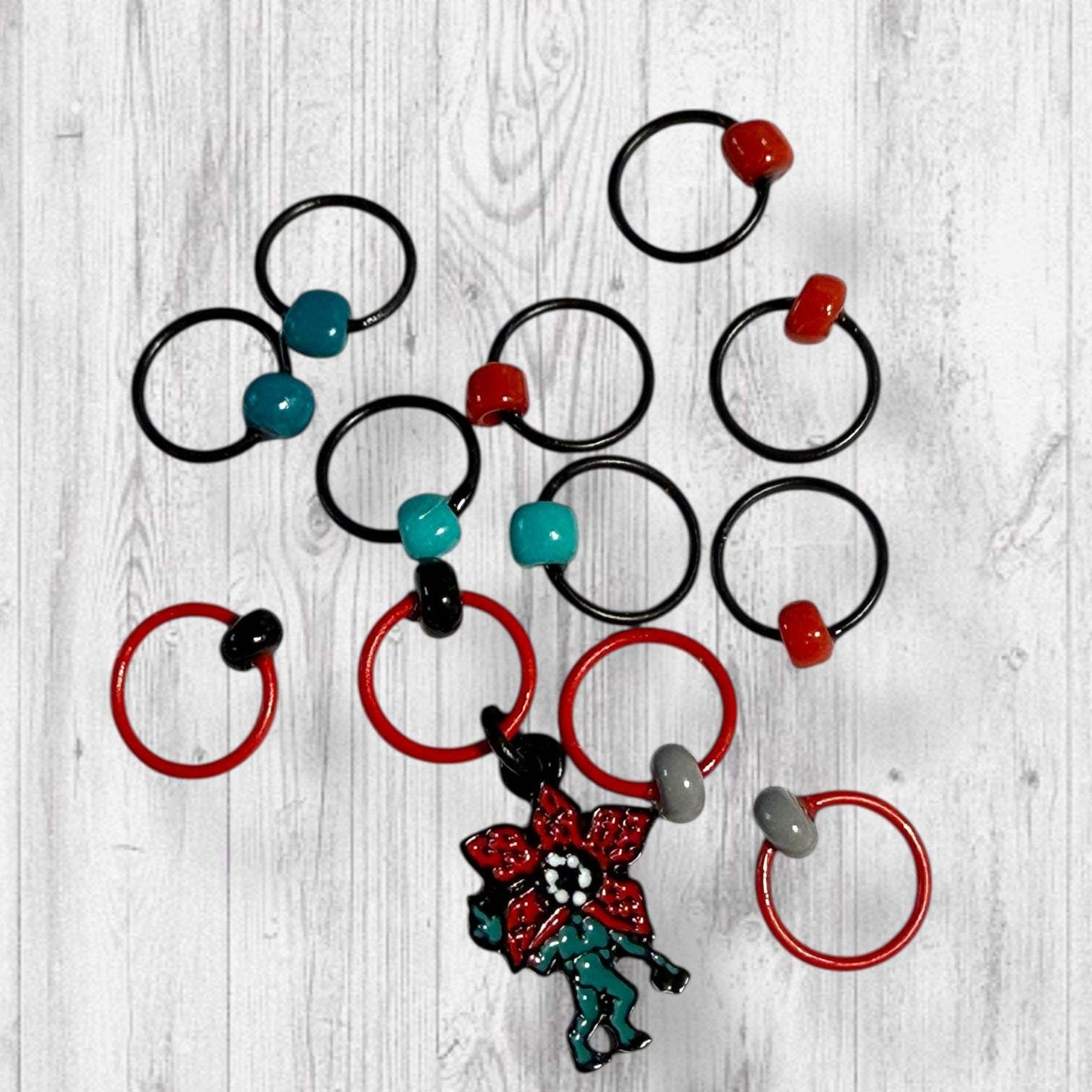 Dungeon Dice & Bike Rides Progress and Stitch Markers