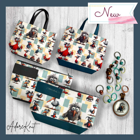 Feathered Fury Knitting Project Bag | Funny Bird Yarn Bag