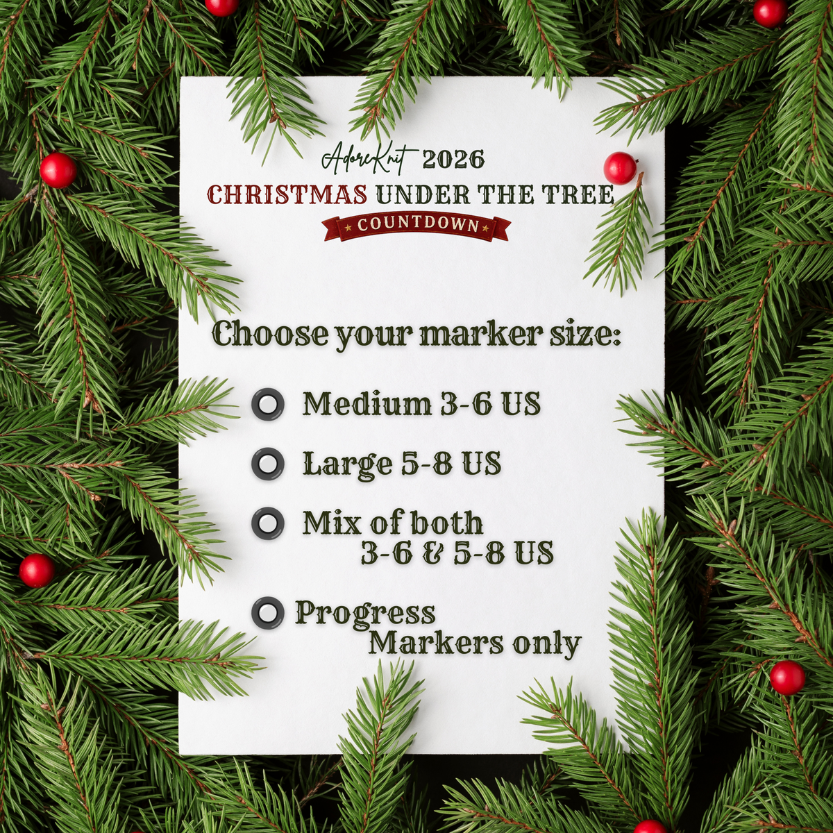 2026 Christmas Under the Tree Countdown | Christmas Stitch Marker Advent | AdoreKnit