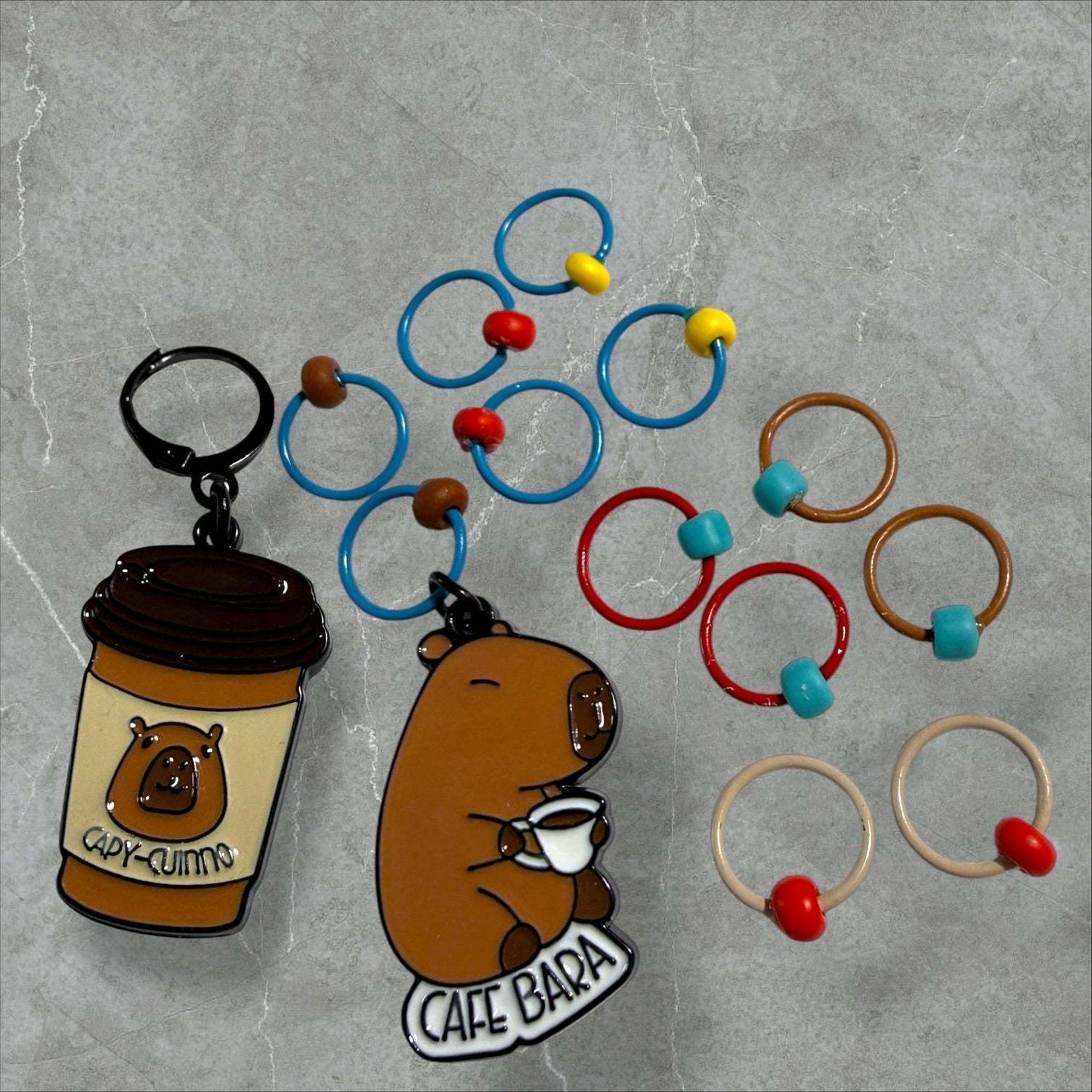 Don't Worry Be Capy | Café Bara Progress and Stitch Marker Set