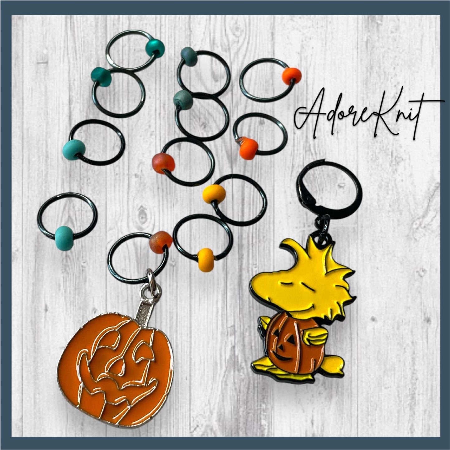 King of the Pumpkin Patch Progress and Stitch Markers Jack