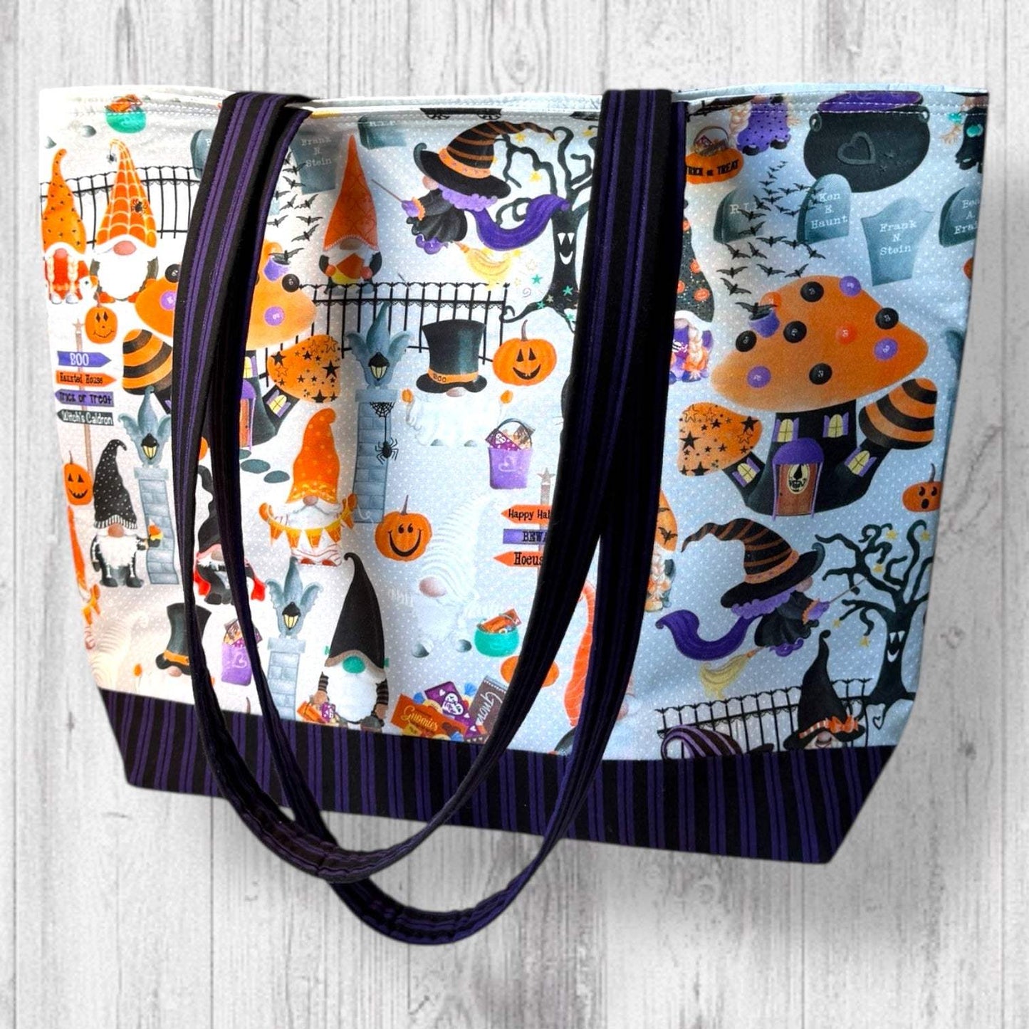 Pumpkin Paths & Pointy Caps Project Bag stripes