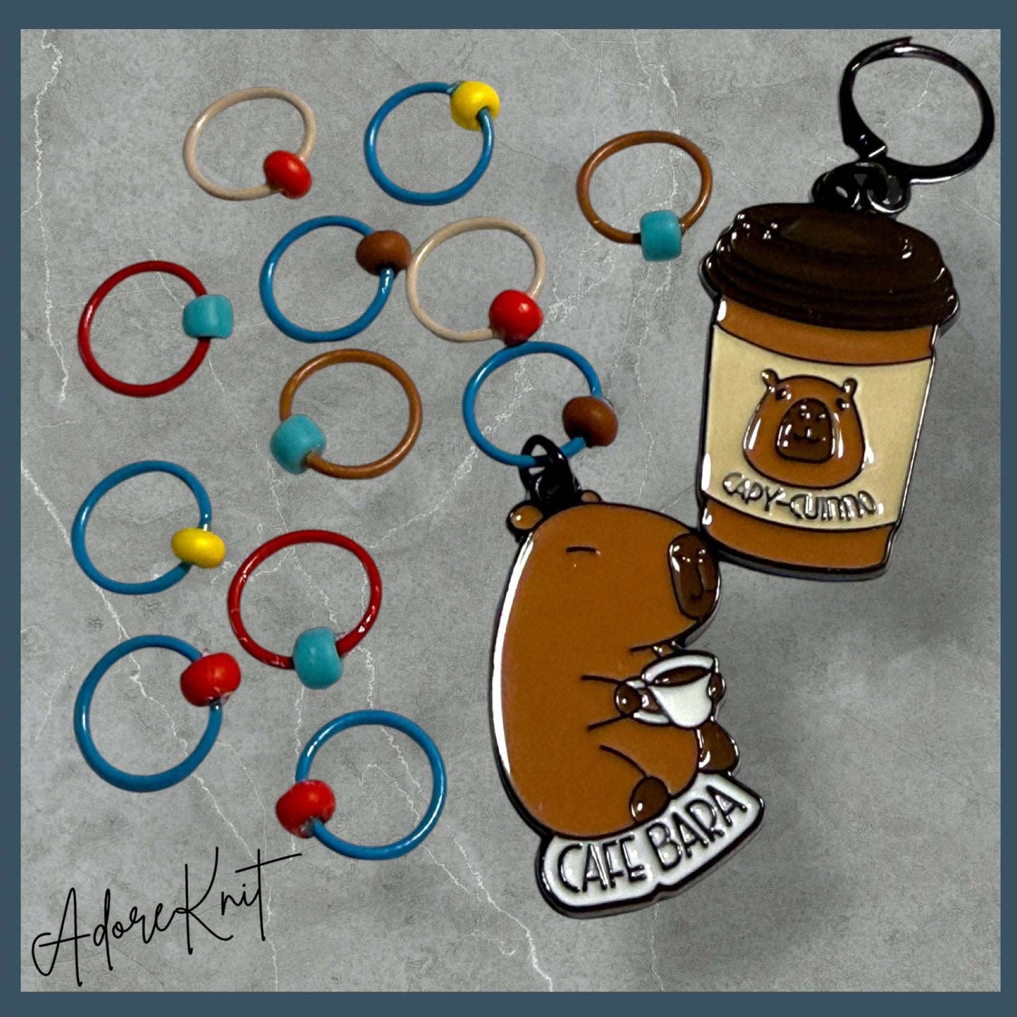 Don't Worry Be Capy | Café Bara Progress and Stitch Marker Set