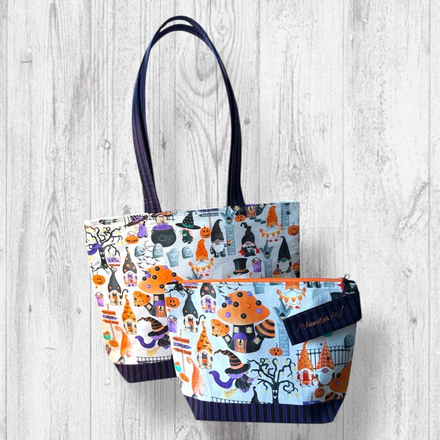 Pumpkin Paths & Pointy Caps Project Bag stripes