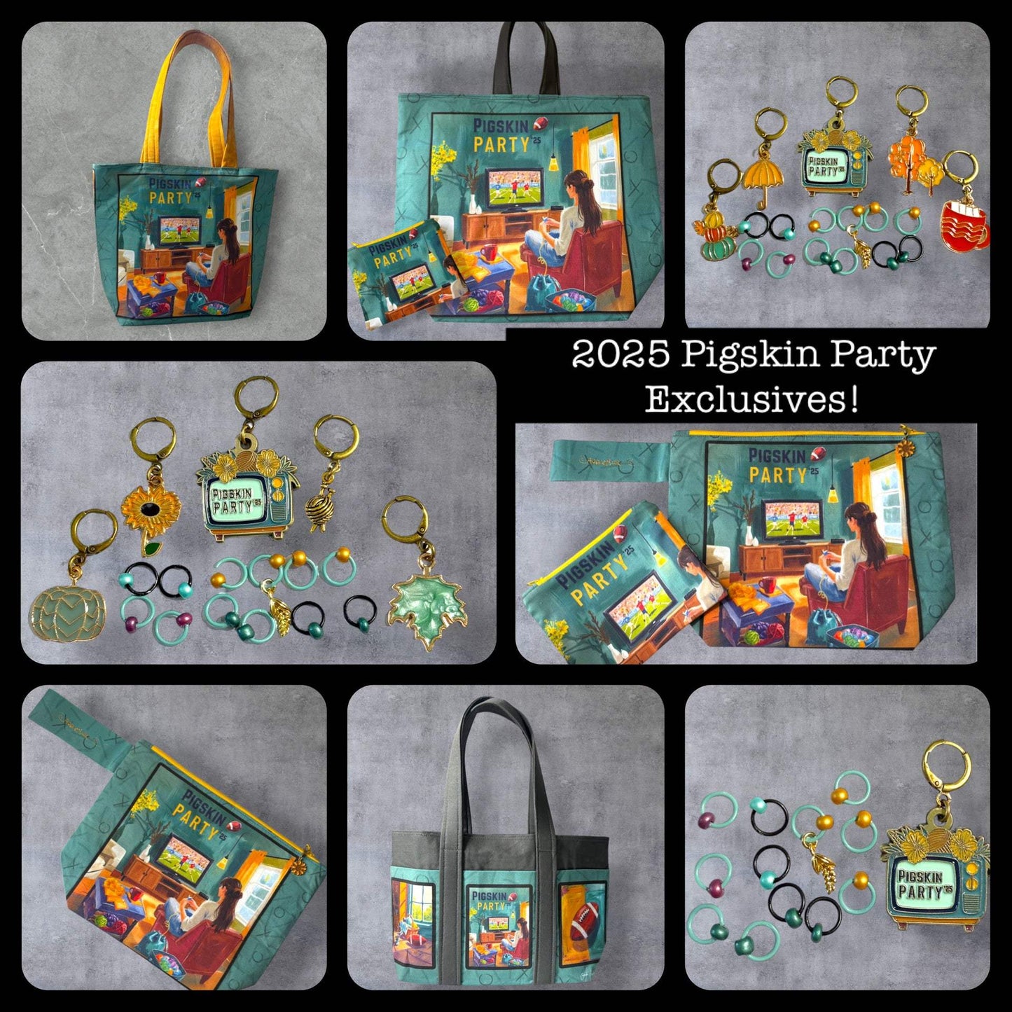 AdoreKnit 2025 Exclusive Pigskin Party Progress & Stitch Marker Set