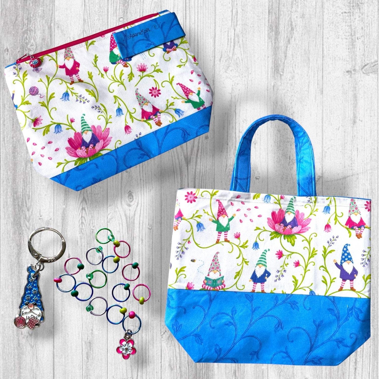 Pages, Petals & Purls Gnomes Project Bag