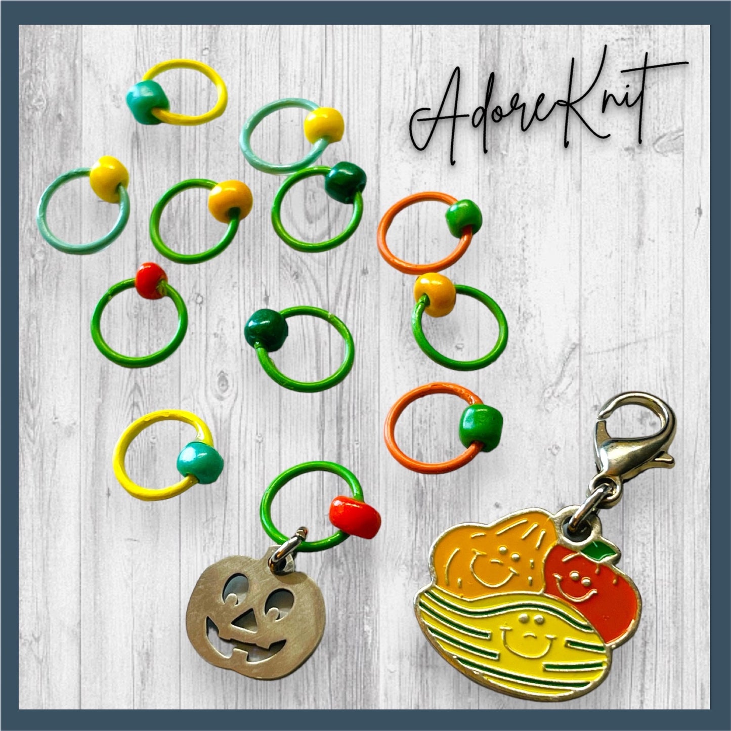 Decorative Gourd Season Progress and Stitch Markers - AdoreKnit