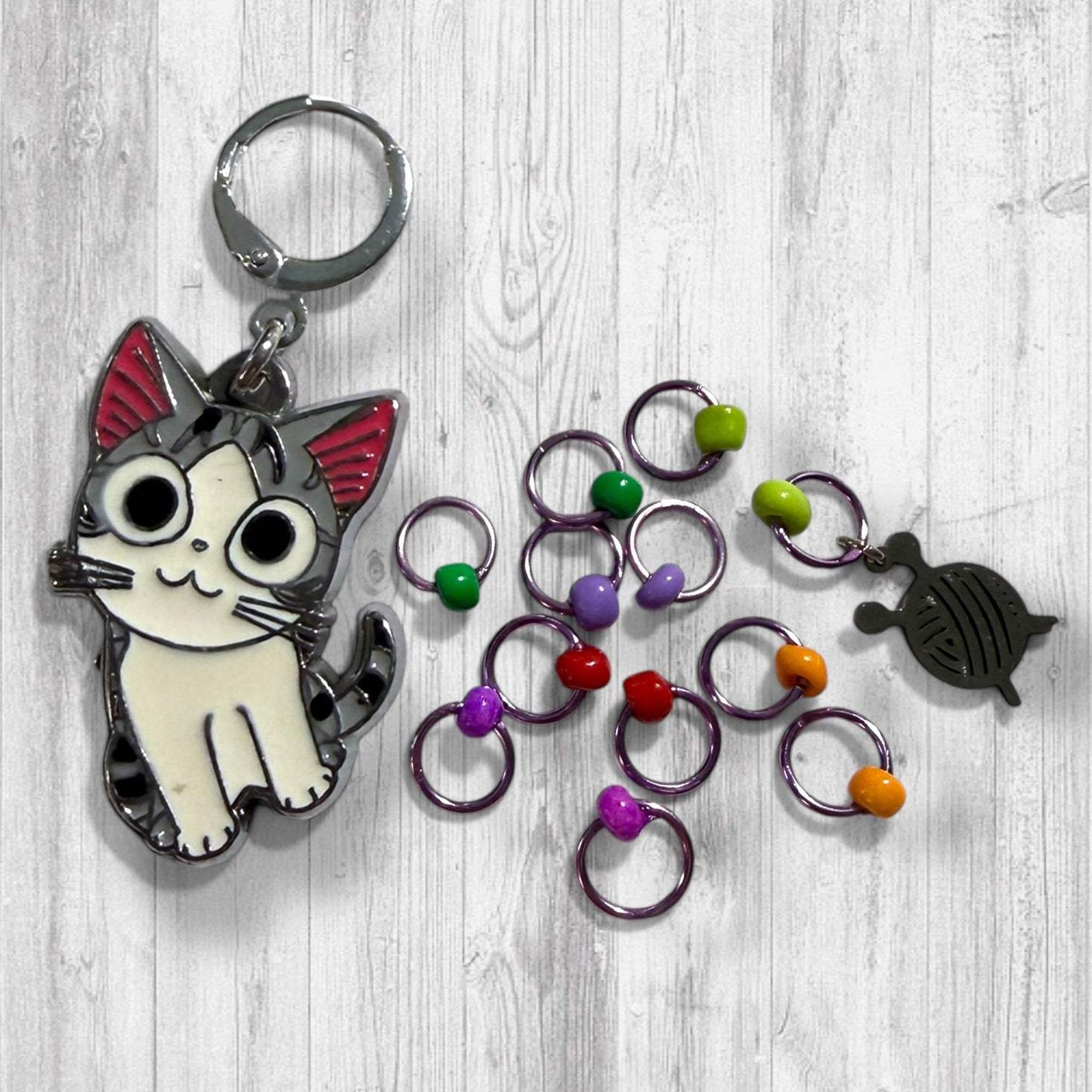 Tree Meowgicians Take Two Progress and Stitch Markers