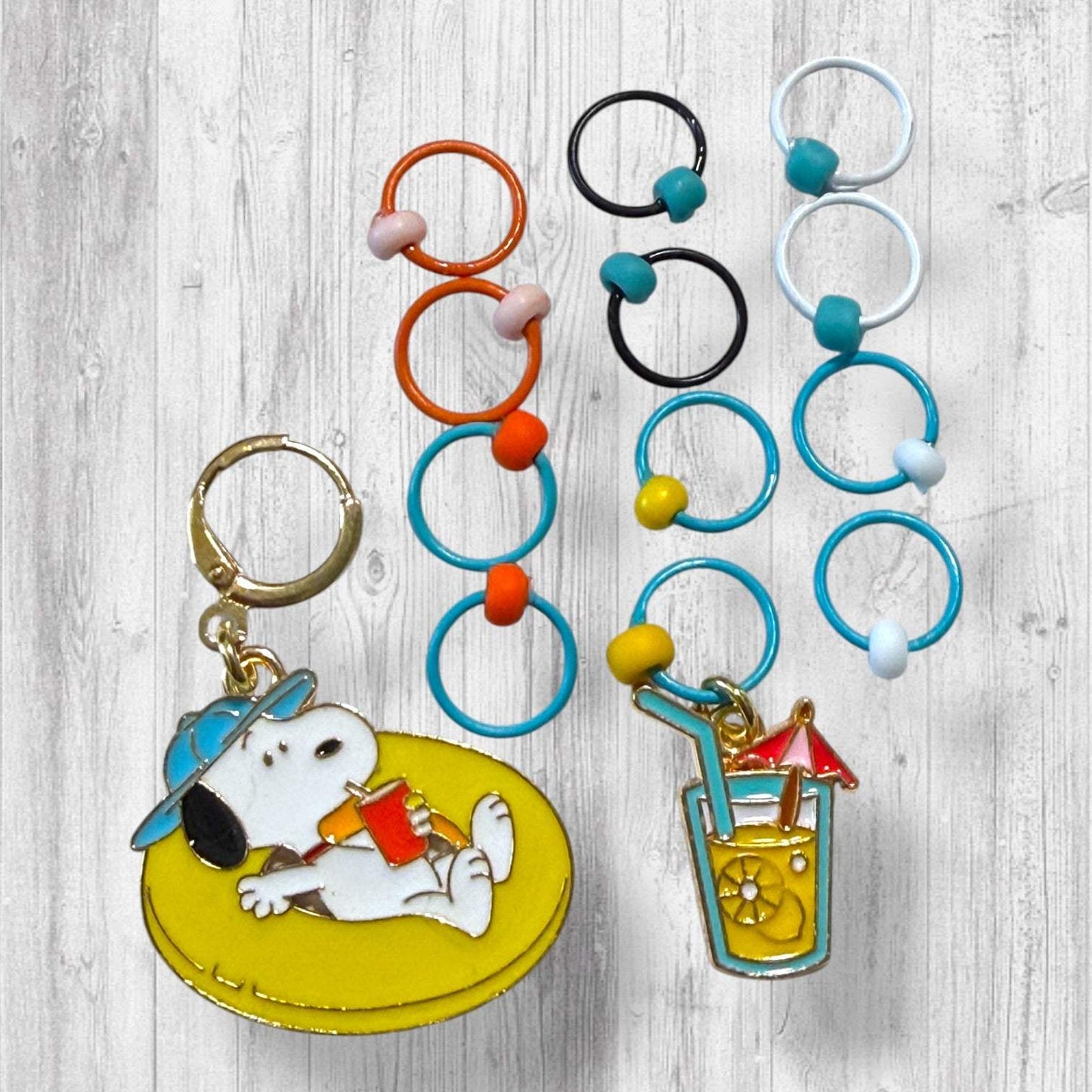 Poolside Paws and Relaxation Station Progress and Stitch Markers Snoopy