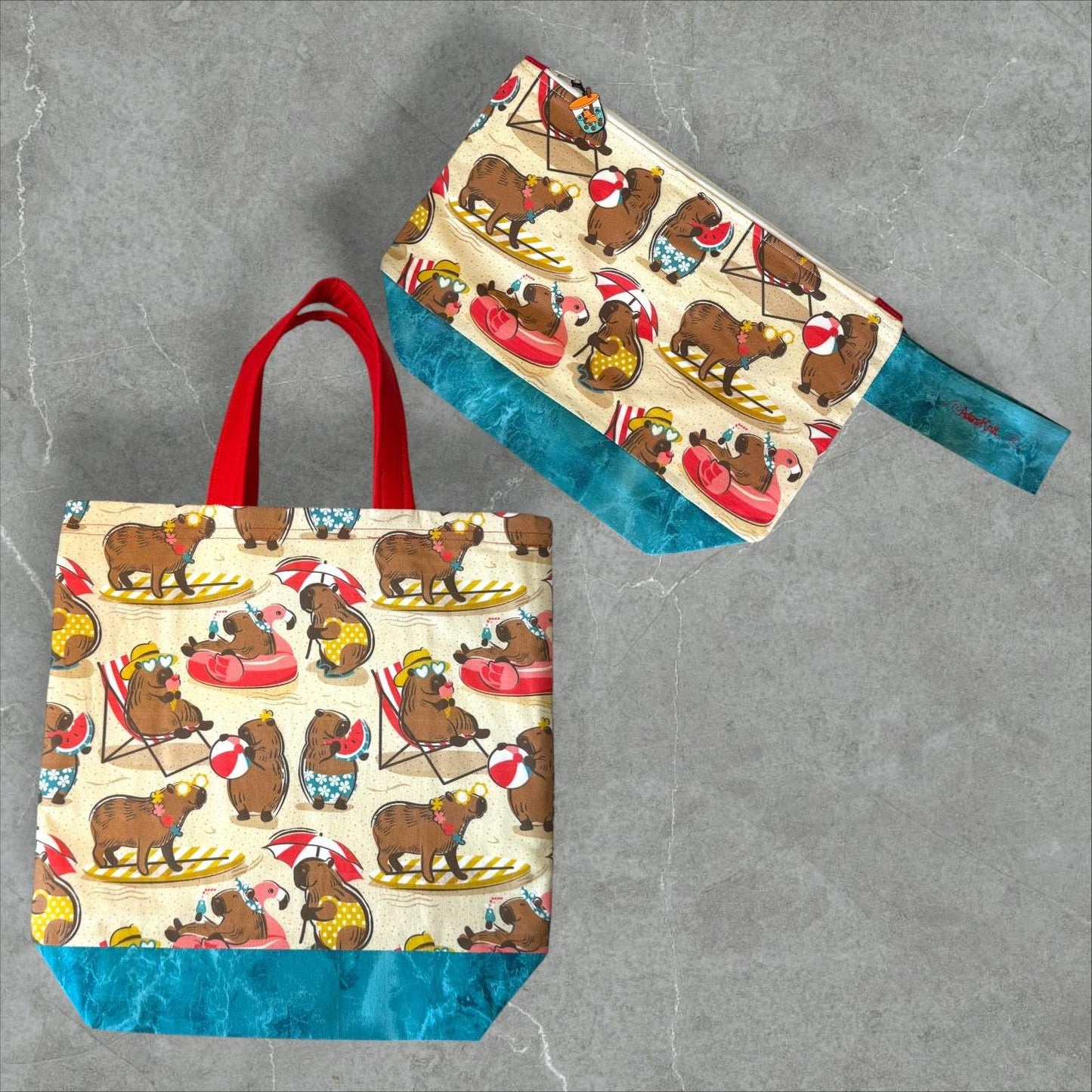 Sun Soaked Capybaras Project Bag | Summer Stitch Knitting Yarn Bag
