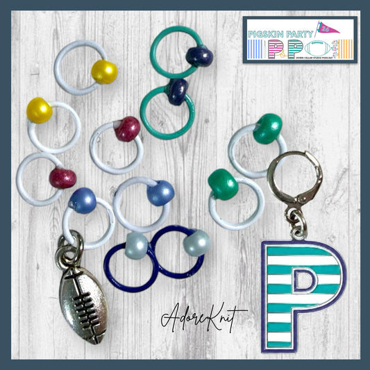 2026 Exclusive Pigskin Party Progress Marker and Stitch Markers