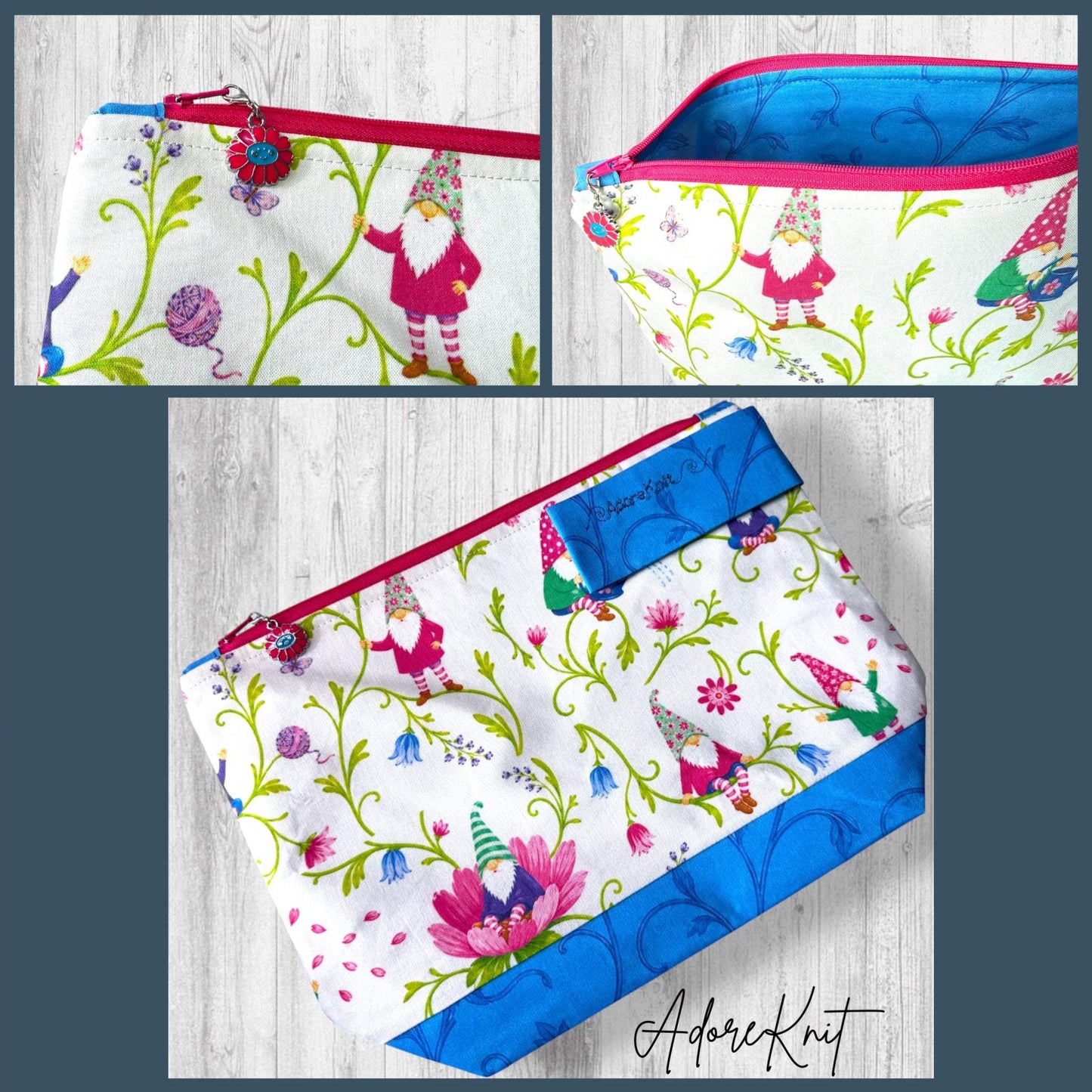 Pages, Petals & Purls Gnomes Project Bag