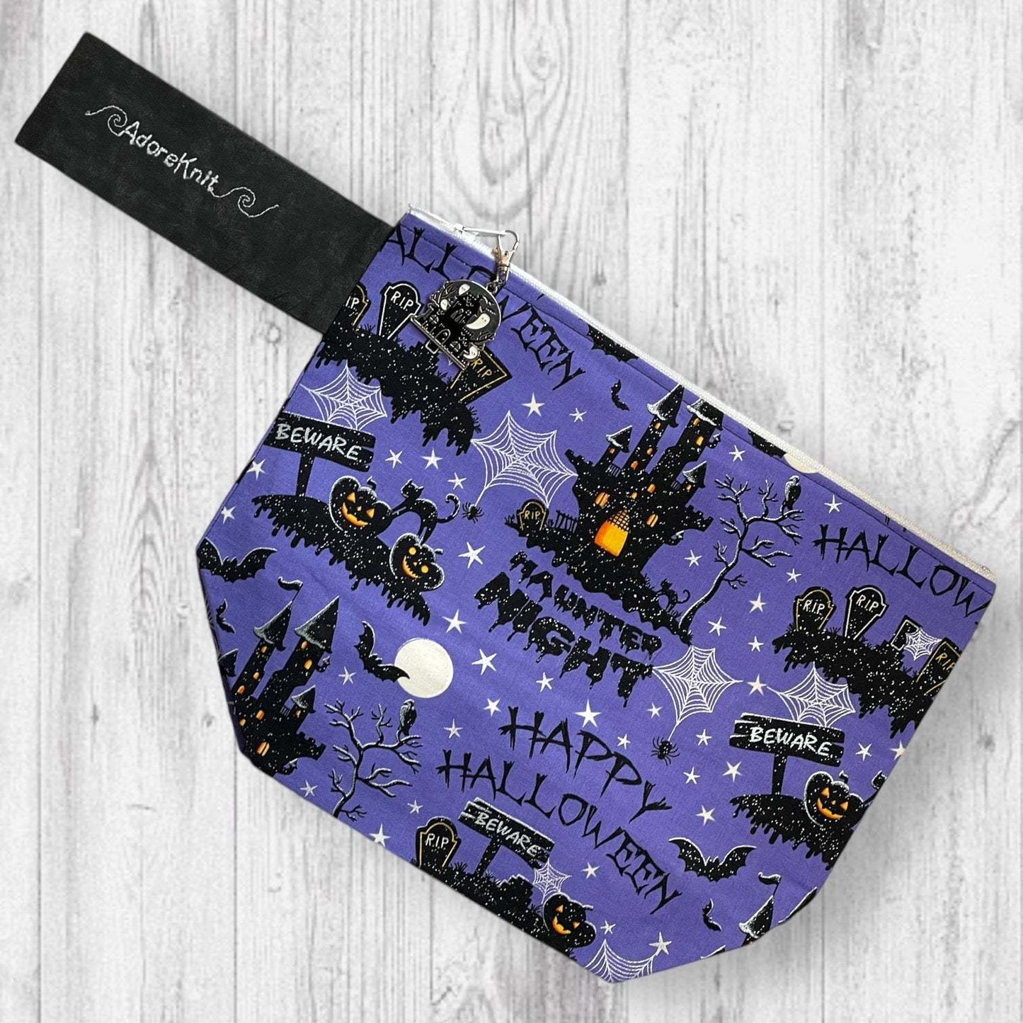 Beware! Happy Halloween Purple Project Bag