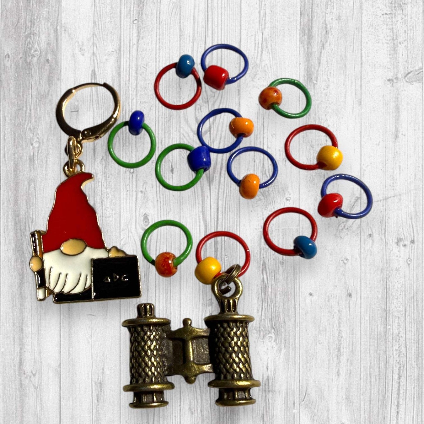 Passport to Gnomewhere Stitch Markers | Travel Gnome Knitting Markers