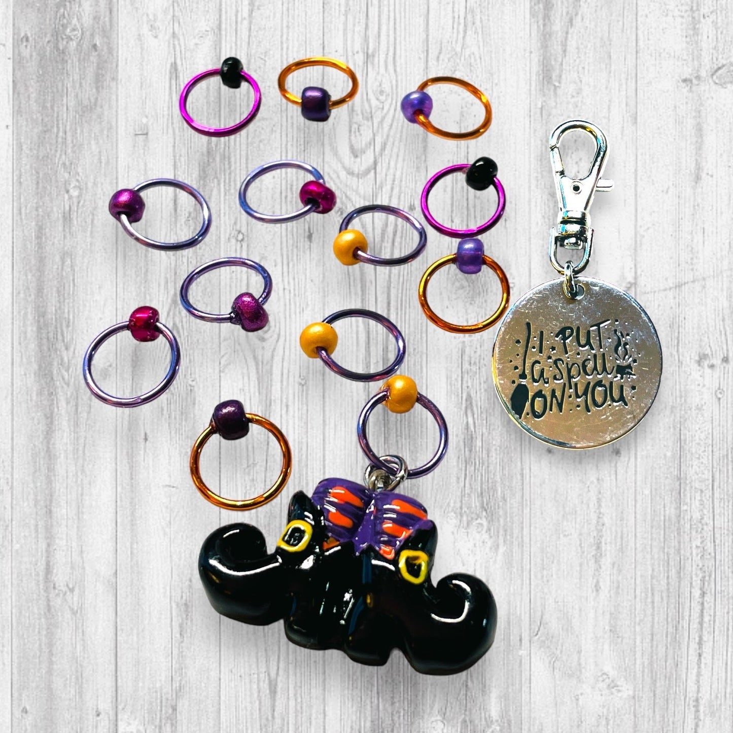 I Put A Spell on You Progress and Stitch Marker - AdoreKnit