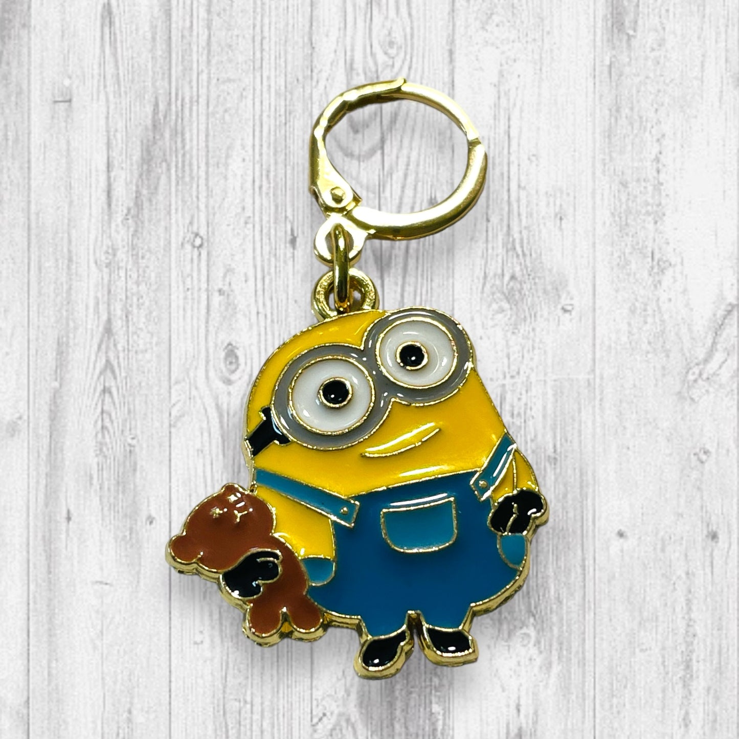 Happy Minion Progress and Stitch Markers