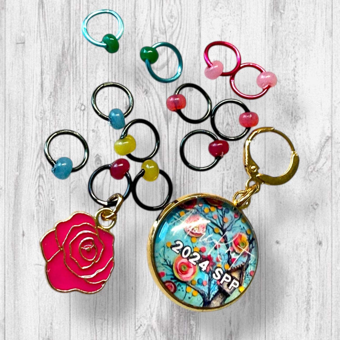 2025 Exclusive Splash Pad Party Cottage Blooms Collection Progress and Stitch Marker Set