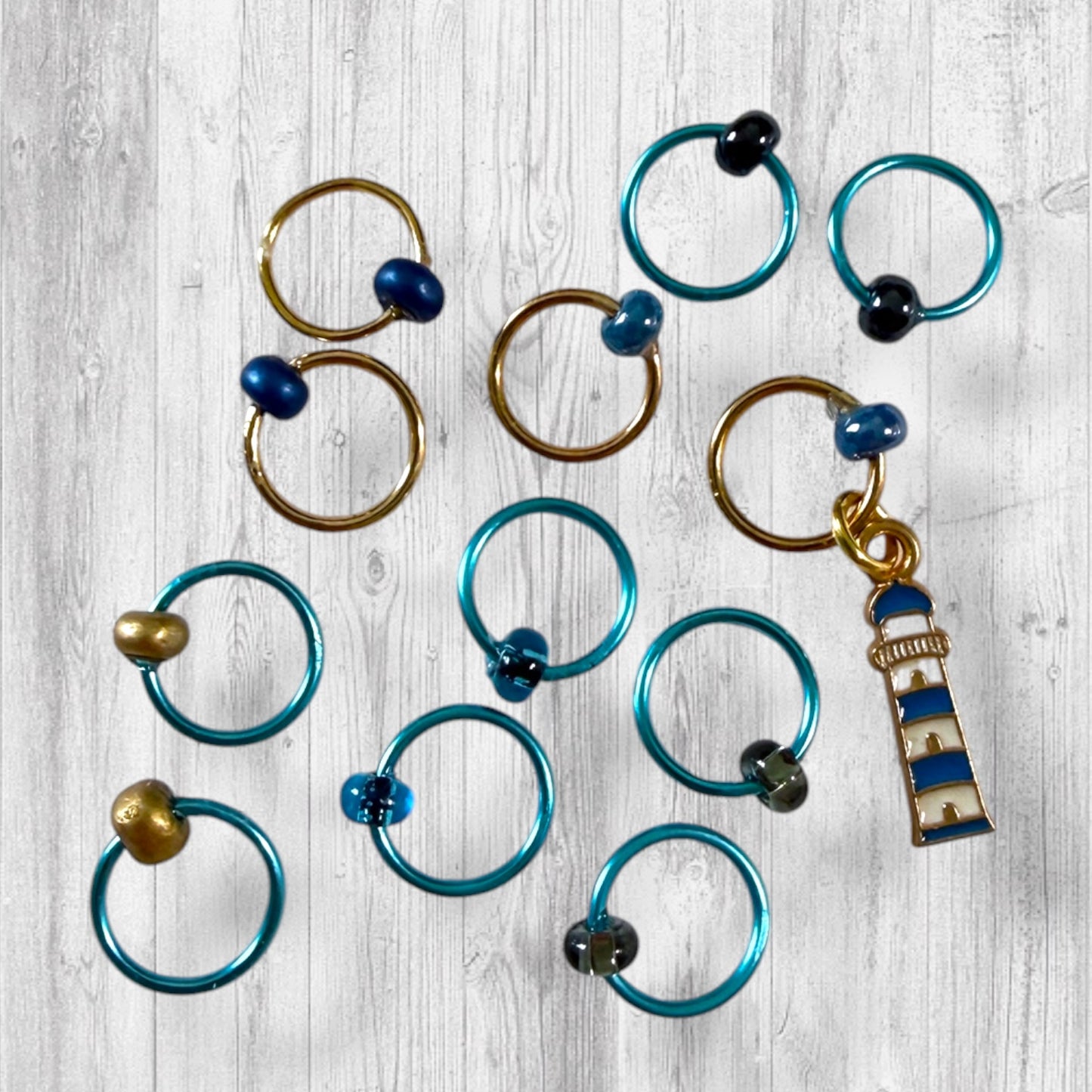 Sea Breeze Progress & Stitch Markers | Coastal Cast Ons Knitting Markers