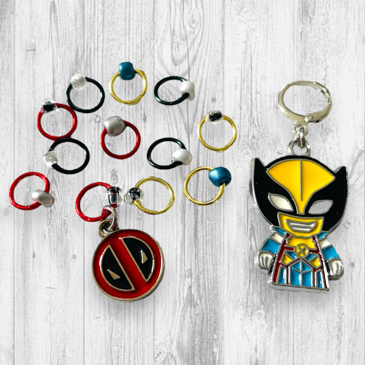 You're Always the Wrong Guy Superhero Progress and Stitch Markers