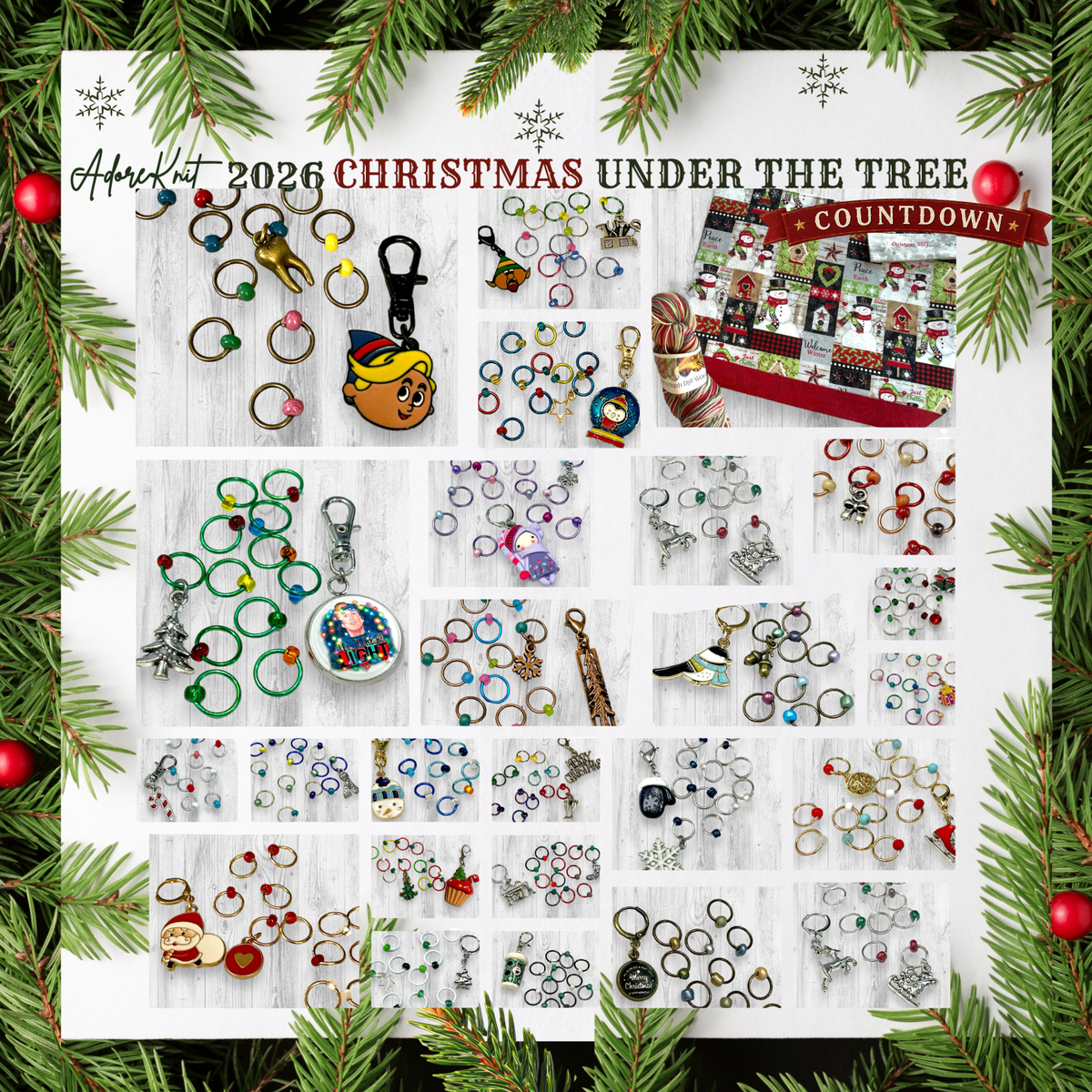 2026 Christmas Under the Tree Countdown | Christmas Stitch Marker Advent | AdoreKnit