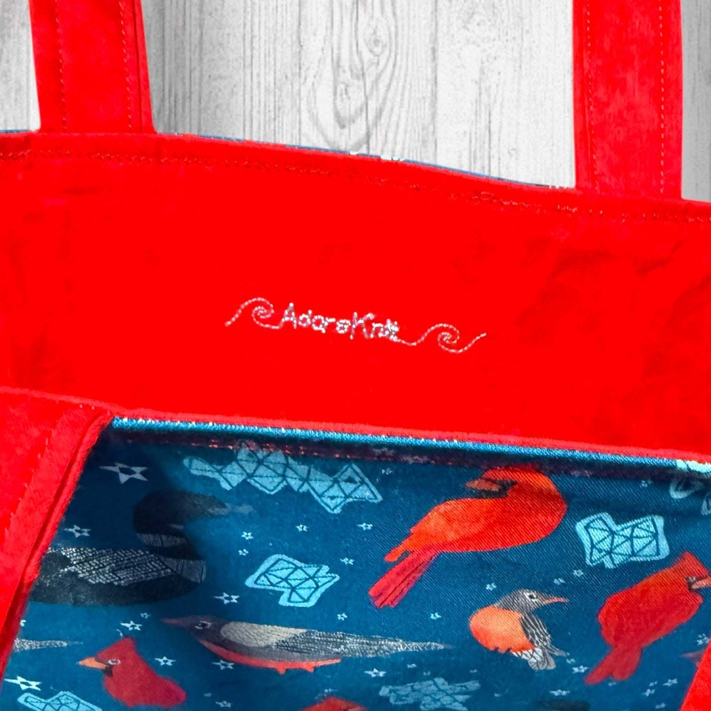 Red Feathers Warm Hearts Project Bag