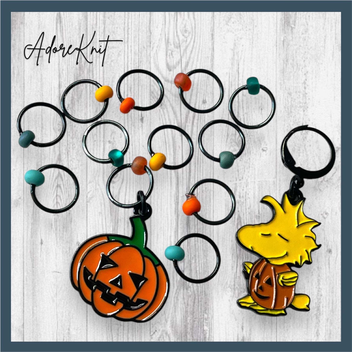 King of the Pumpkin Patch Progress and Stitch Markers Jack