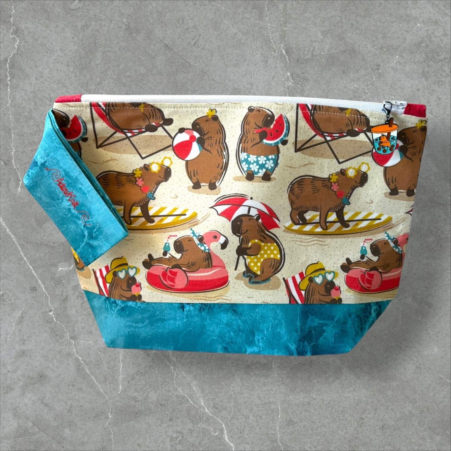 Sun Soaked Capybaras Project Bag | Summer Stitch Knitting Yarn Bag