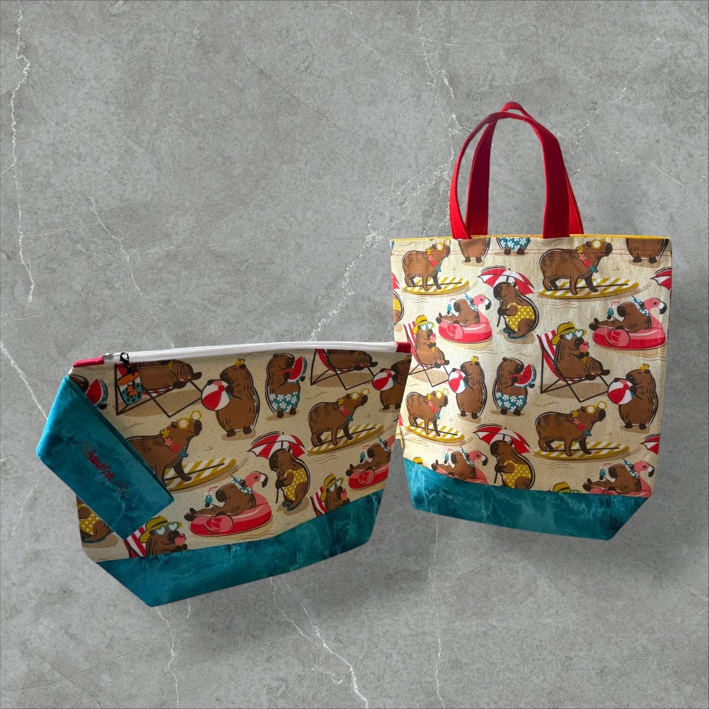 Sun Soaked Capybaras Project Bag | Summer Stitch Knitting Yarn Bag