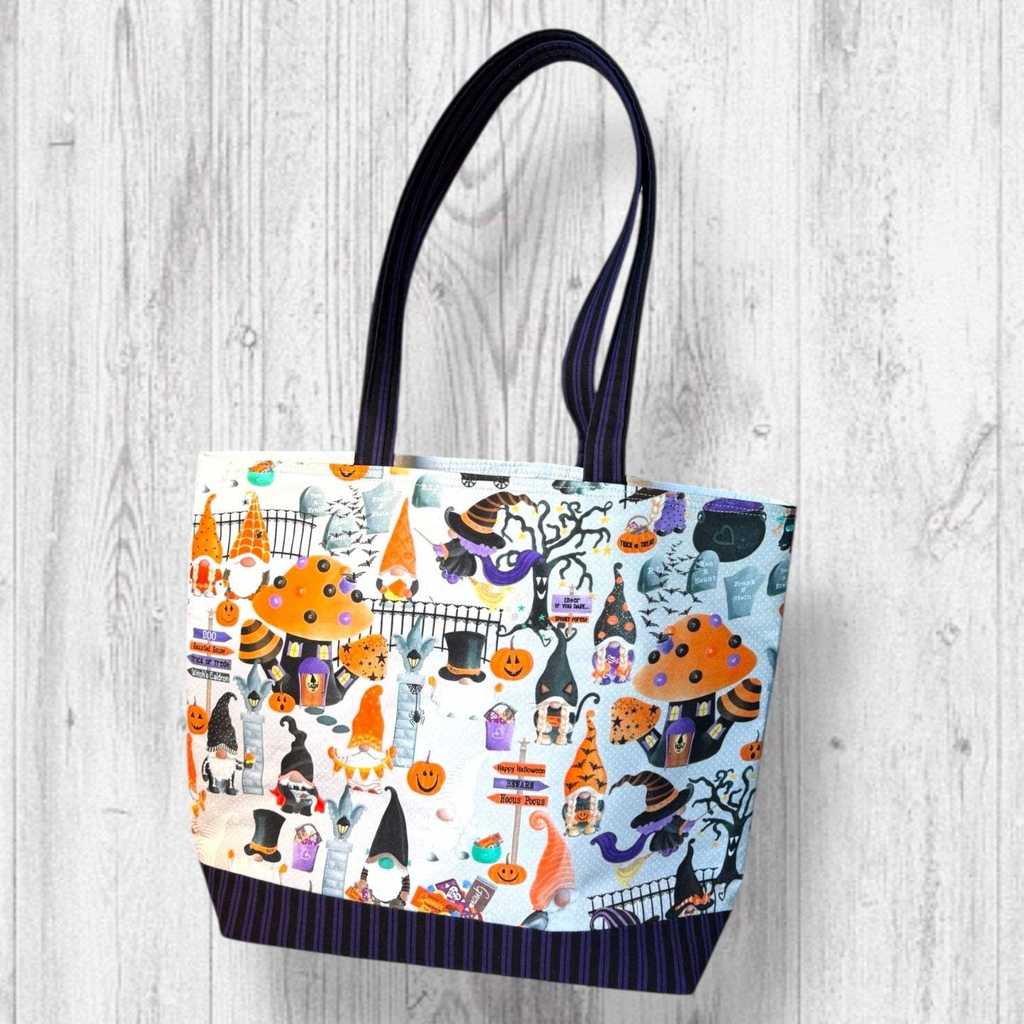 Pumpkin Paths & Pointy Caps Project Bag stripes