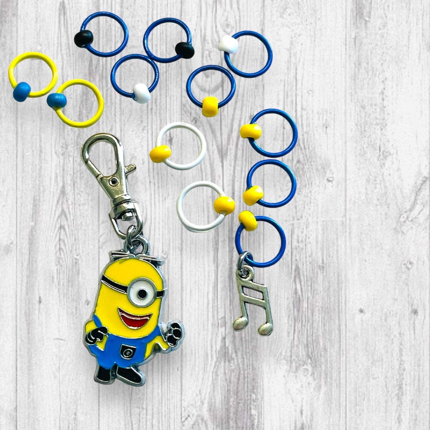 Singing Minion Progress and Stitch Markers