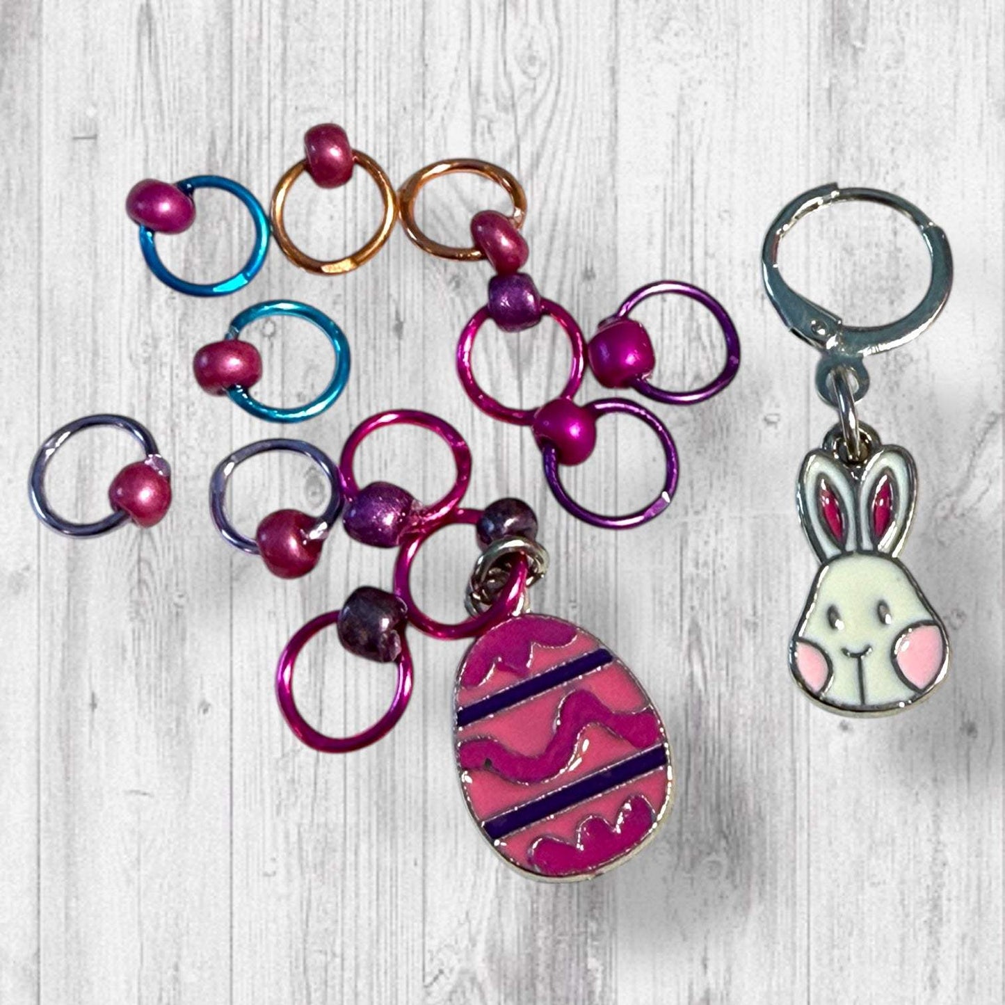 Bunny Business Progress and Stitch Markers Progress and Stitch Markers